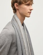 Ives Chevron Border Grey Cashmere Scarf