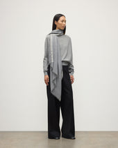 Ives Chevron Border Grey Cashmere Scarf