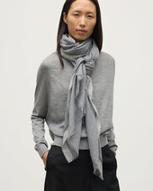 Ives Chevron Border Grey Cashmere Scarf