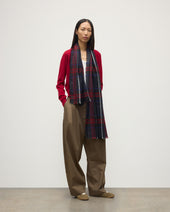 Orton Crammed Tartan Navy Cashmere Scarf