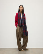 Orton Crammed Tartan Navy Cashmere Scarf