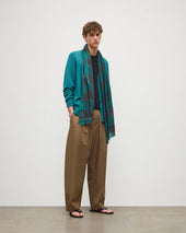Carnbee Large Gingham Green Cashmere Scarf