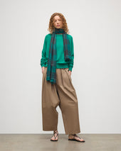 Carnbee Large Gingham Green Cashmere Scarf