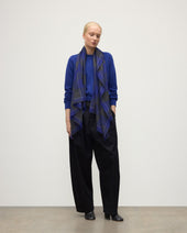 Carnbee Large Gingham Navy Cashmere Scarf