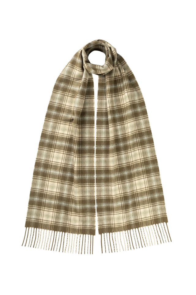 Tweed Olive Green Cashmere Scarf