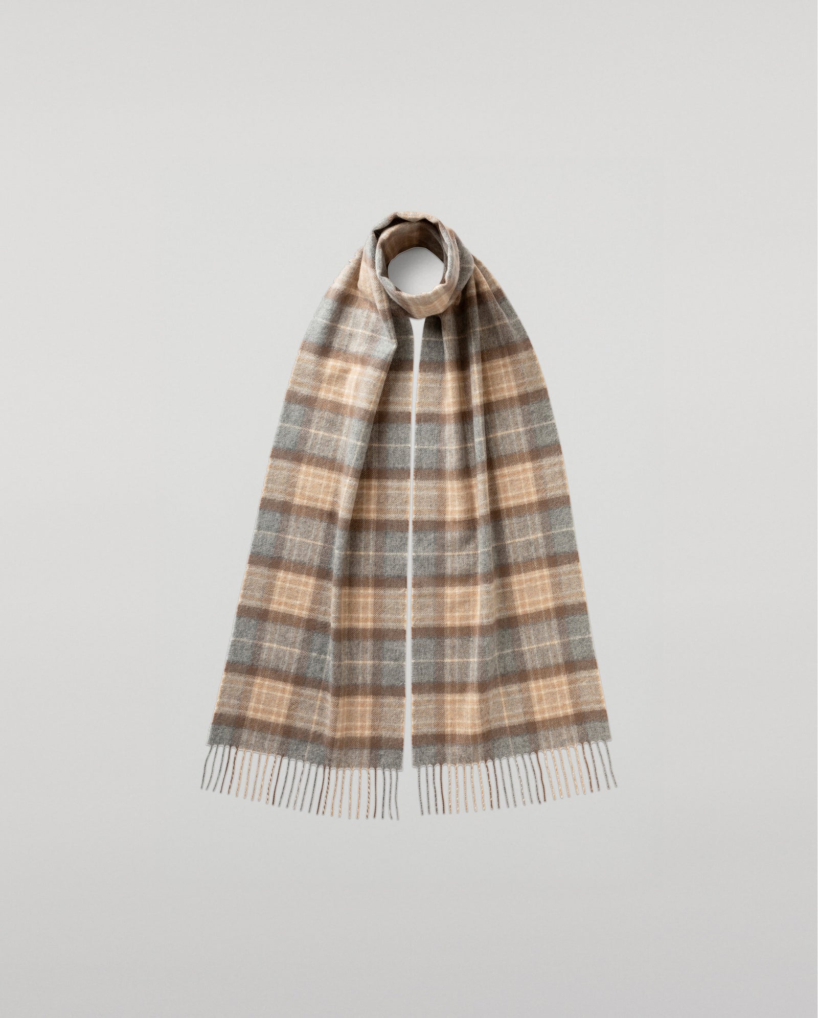 Natural Mackellar Tartan Cashmere Scarf