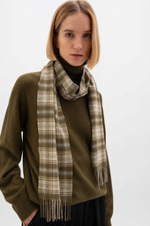 Tweed Olive Green Cashmere Scarf