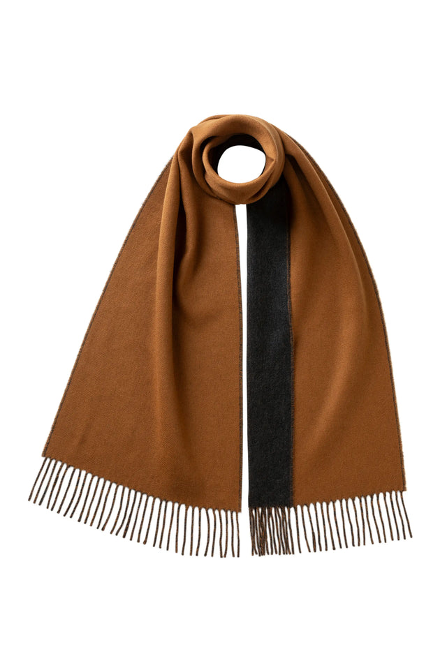 Contrast Reversible Camel Cashmere Scarf