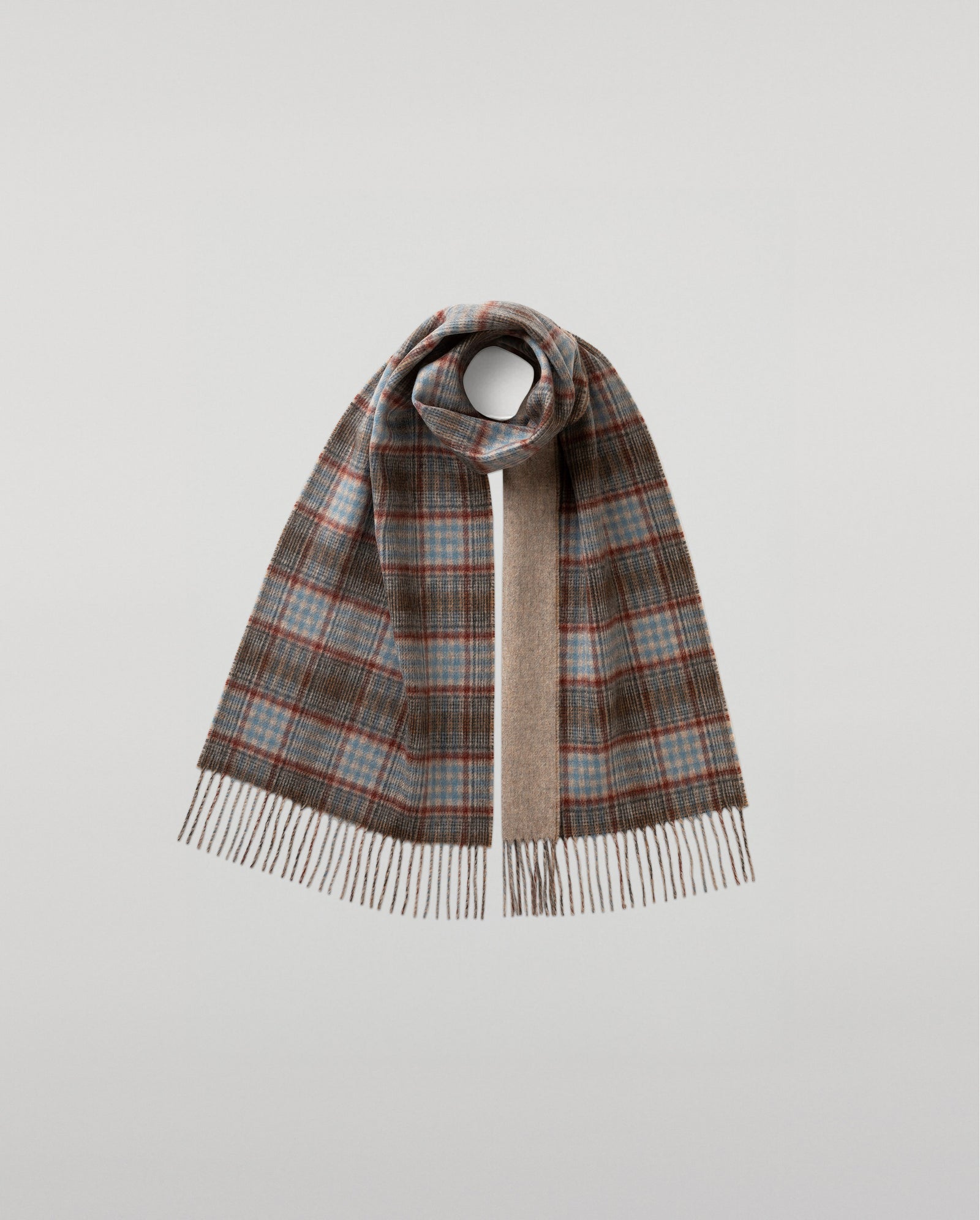 Reversible Grey Check Cashmere Scarf