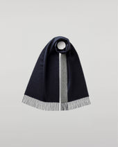 Contrast Navy & Grey Cashmere Scarf