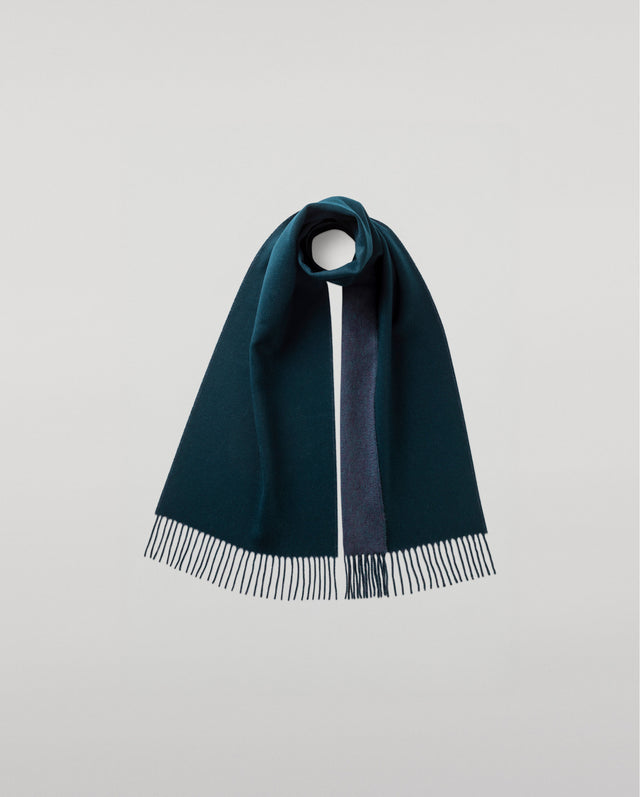 Contrast Reversible Green Cashmere Scarf