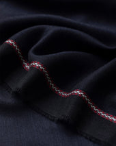 Ives Chevron Border Navy Cashmere Scarf