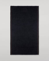 Ives Chevron Border Navy Cashmere Scarf