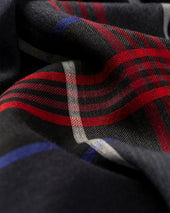 Orton Crammed Tartan Navy Cashmere Scarf