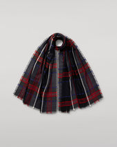 Orton Crammed Tartan Navy Cashmere Scarf