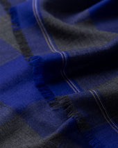 Carnbee Large Gingham Navy Cashmere Scarf