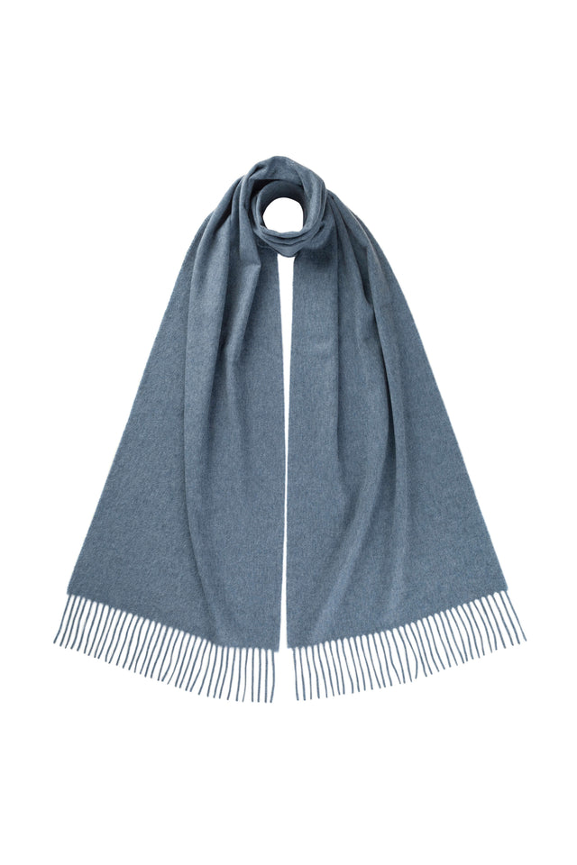 Blue Wide Cashmere Scarf