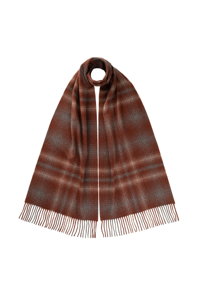 Red Check Wide Cashmere Scarf
