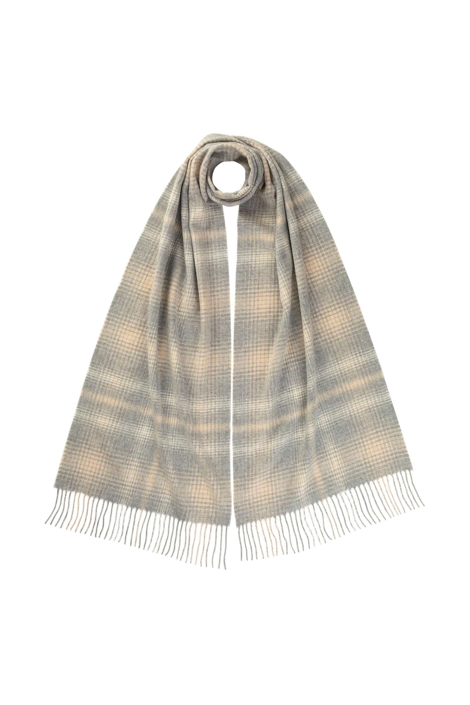 Wide Cashmere Check Scarf