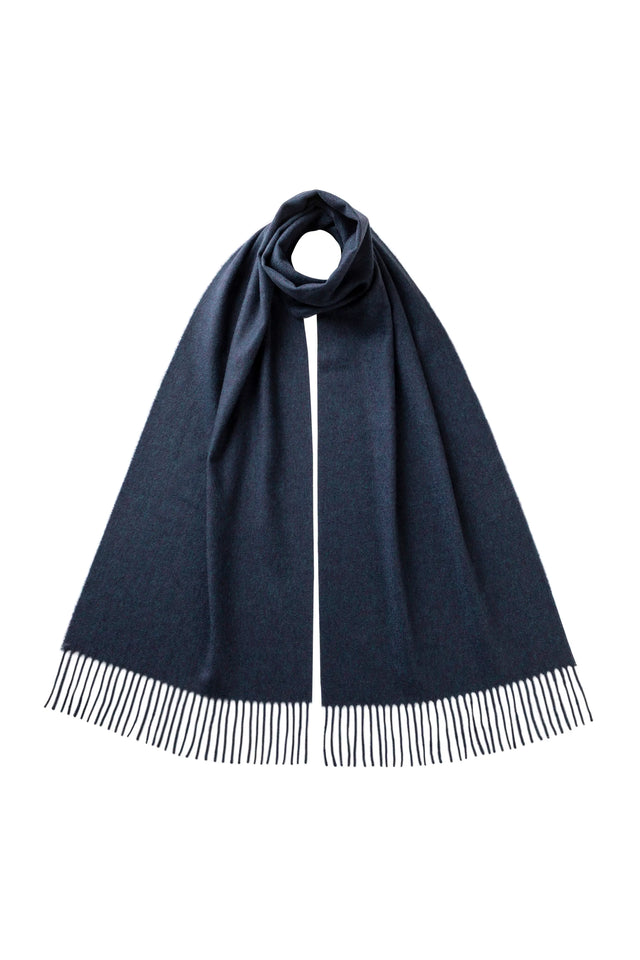 Navy Wide Cashmere Scarf
