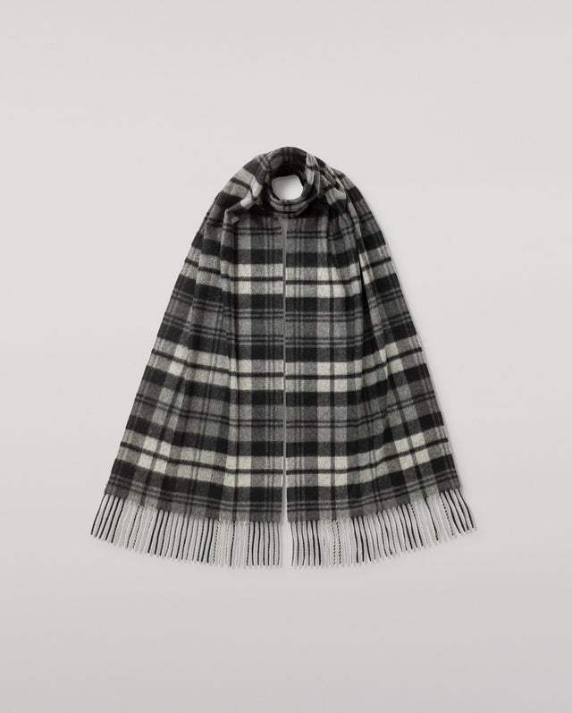 Wide Grey Dress Stewart Tartan Cashmere Scarf