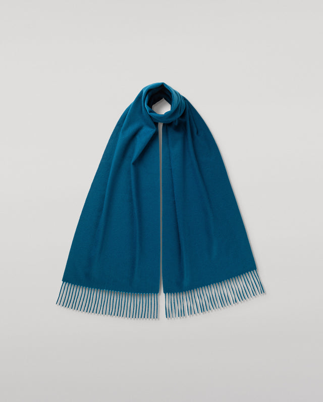 Wide Blue Cashmere Scarf