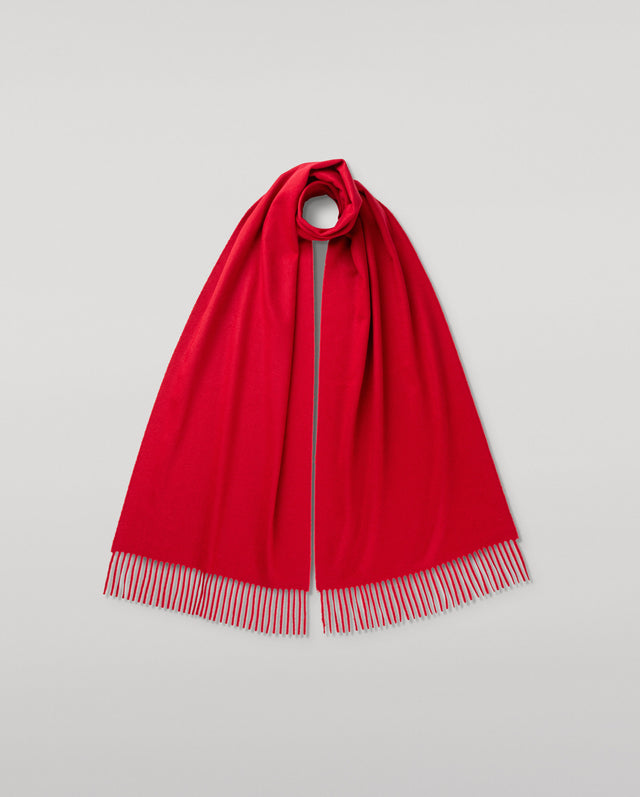 Wide Red Cashmere Scarf