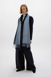 Blue Wide Cashmere Scarf