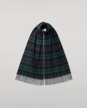 Wide Black Watch Tartan Cashmere Scarf