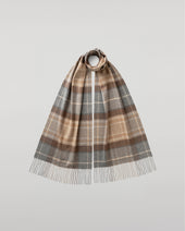 Wide Natural MacKellar Tartan Cashmere Scarf
