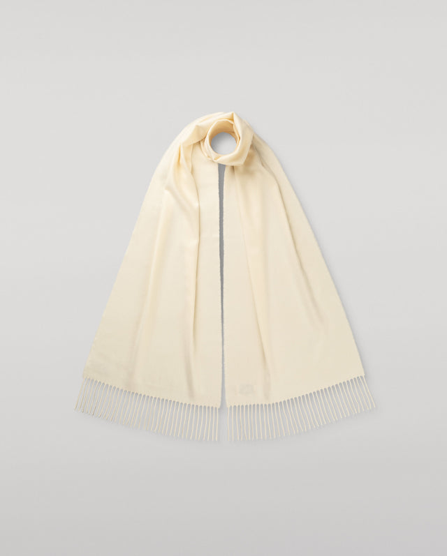 Wide White Cashmere Scarf