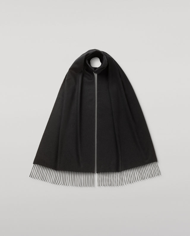 Wide Black Cashmere Scarf