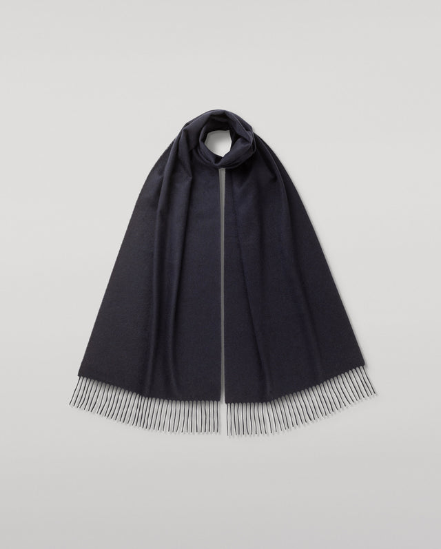 Wide Dark Navy Cashmere Scarf