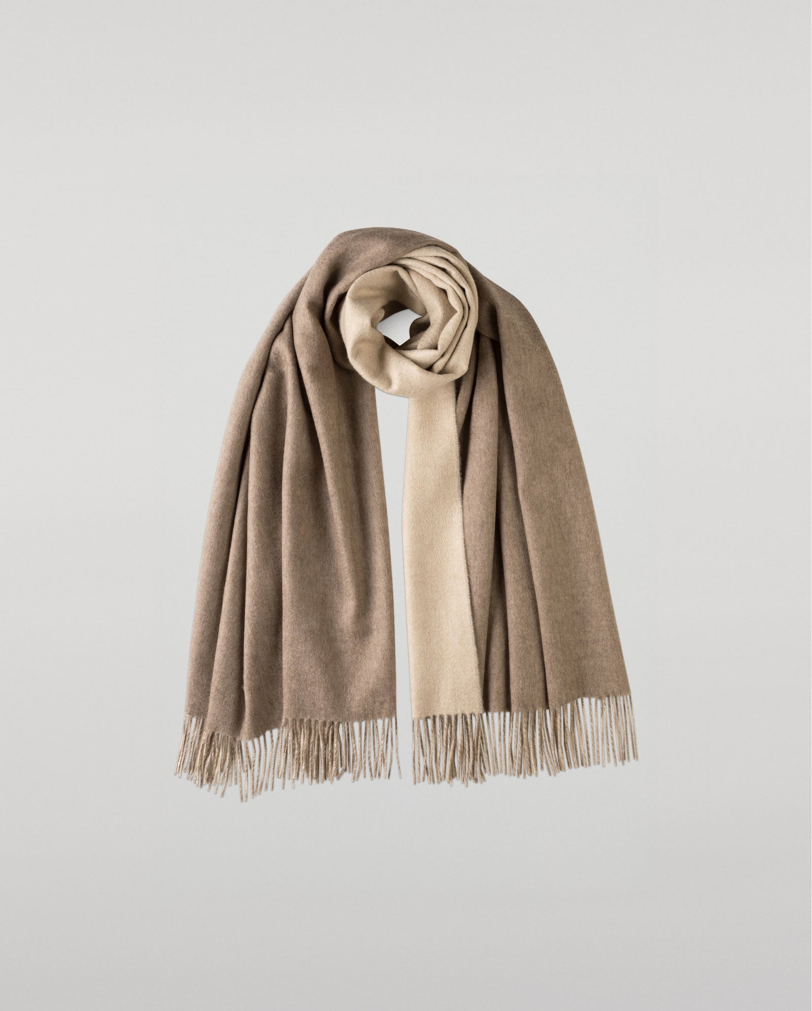 Contrast Reversible Natural Cashmere Stole