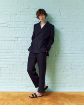 Linen Double-Breasted Suit Jacket - Midnight