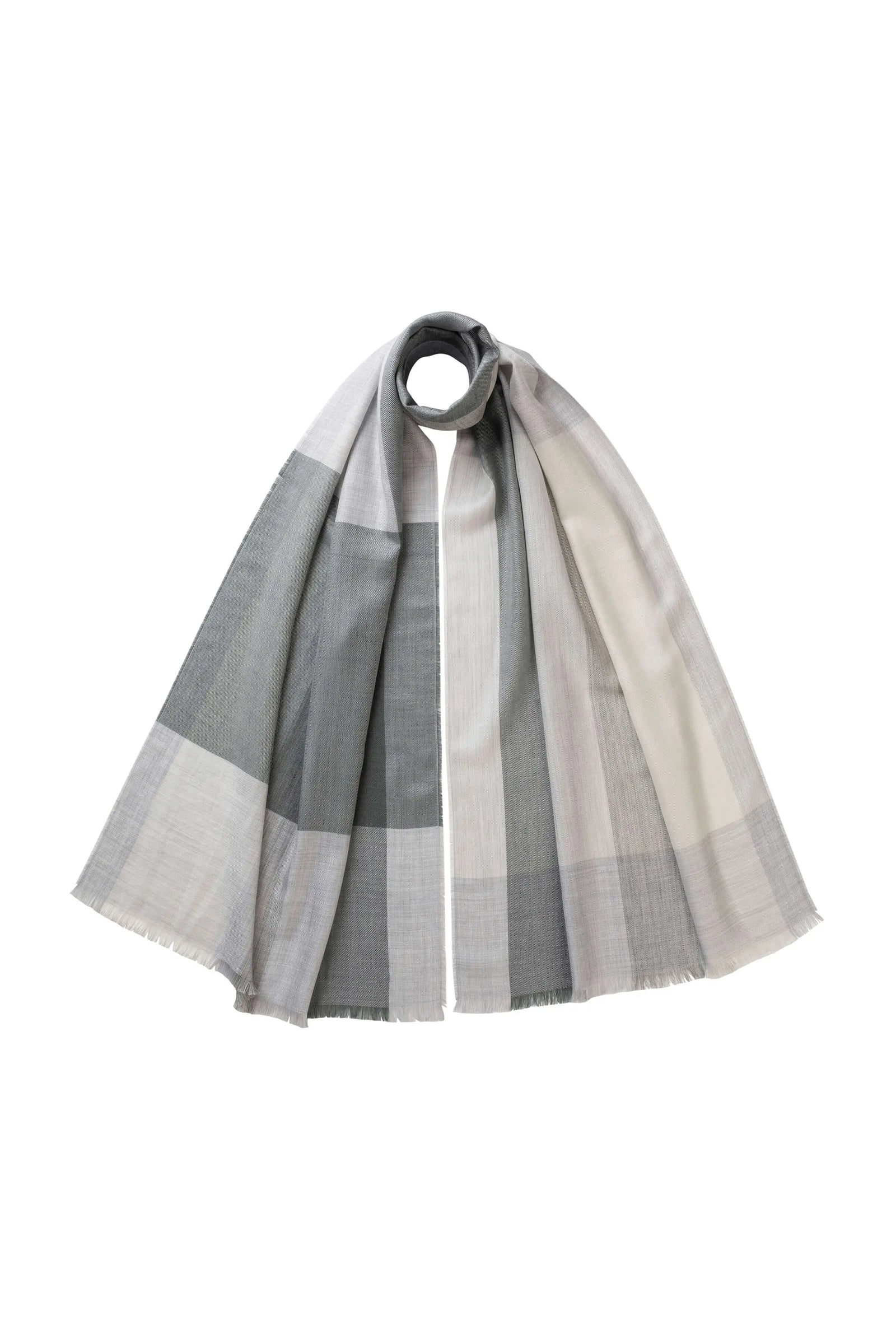 Block Check Cashmere Silk Scarf