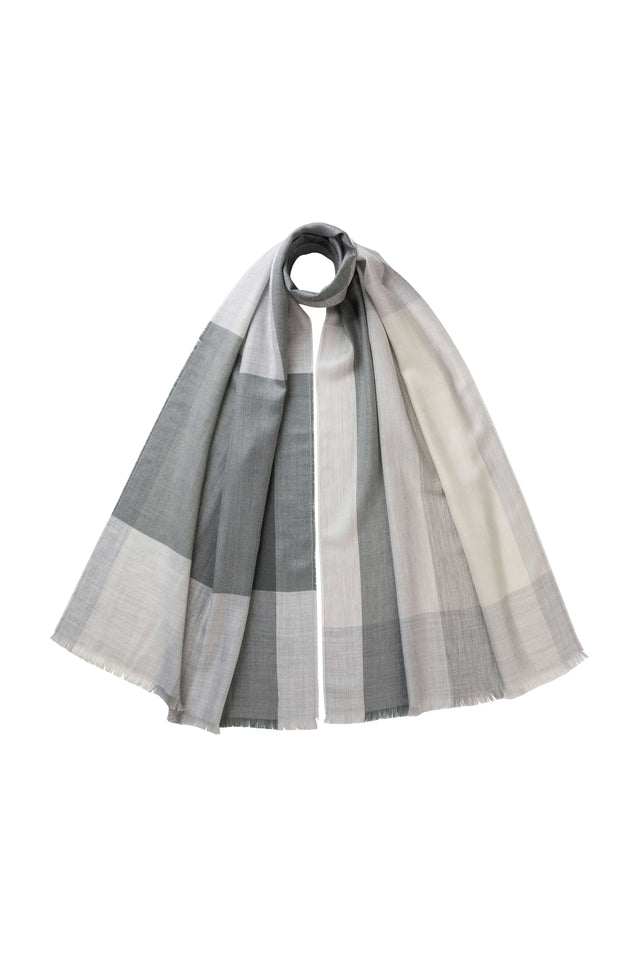 Block Check Cashmere Silk Scarf