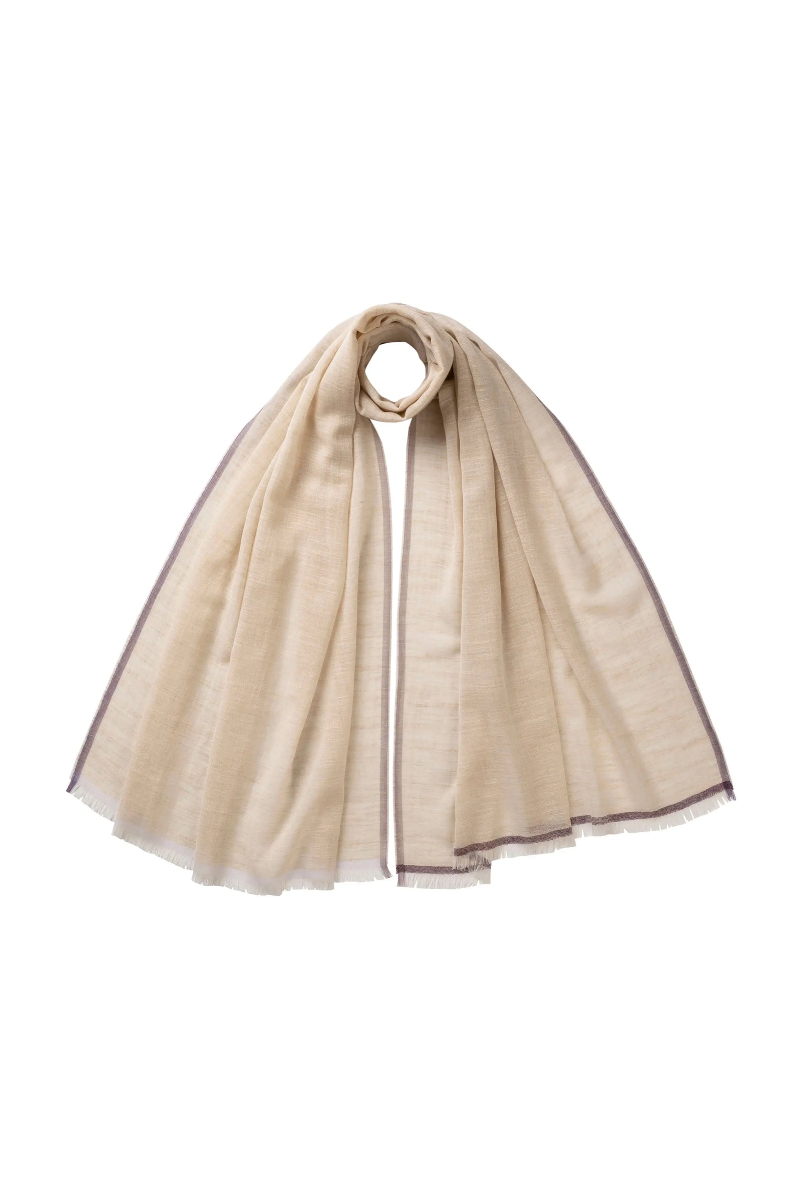 Colour Border Natural Lightweight Scarf
