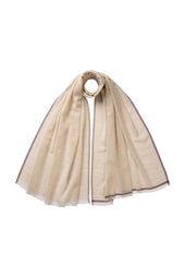 Colour Border Natural Lightweight Scarf