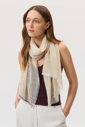 Colour Border Natural Lightweight Scarf