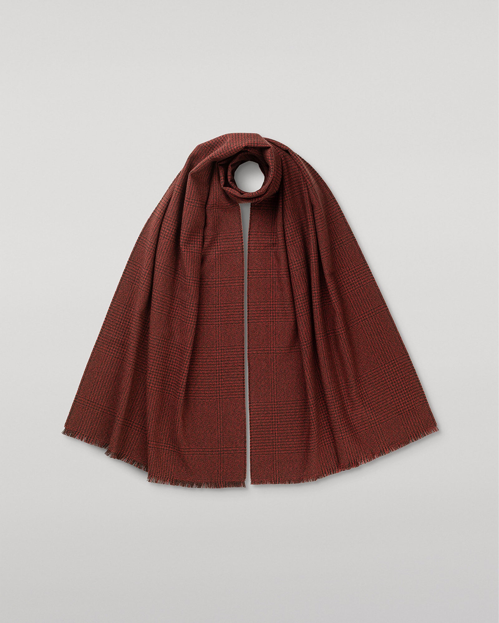 Tweed Red Wool Scarf