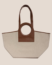 Cala L Leather Trimmed Canvas Tote Bag