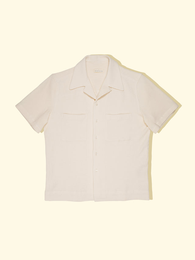 Cuban Camp Collar Shirt - Cream Waffle — The Anthology