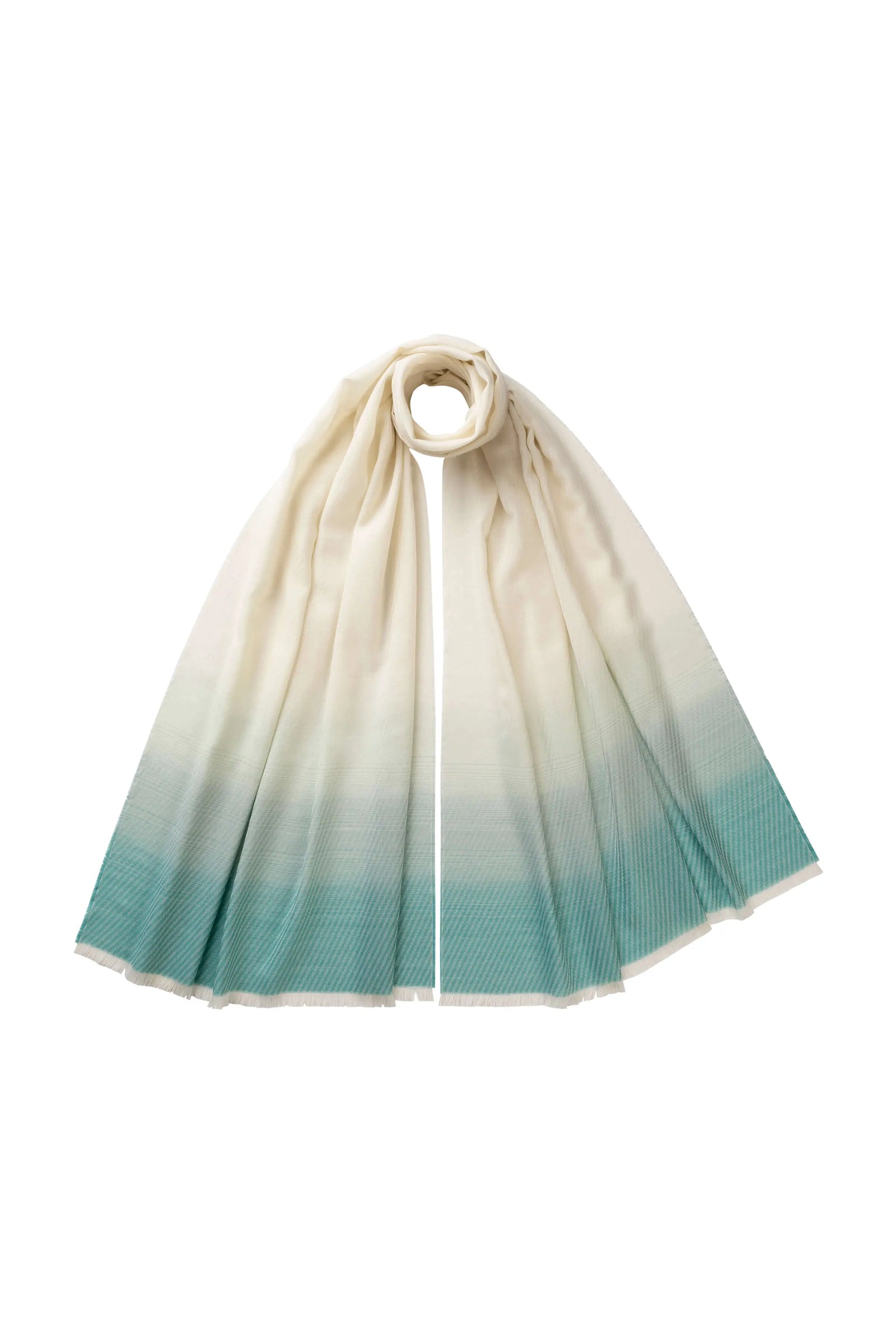 Lightweight Ombr Tip Merino Green Scarf
