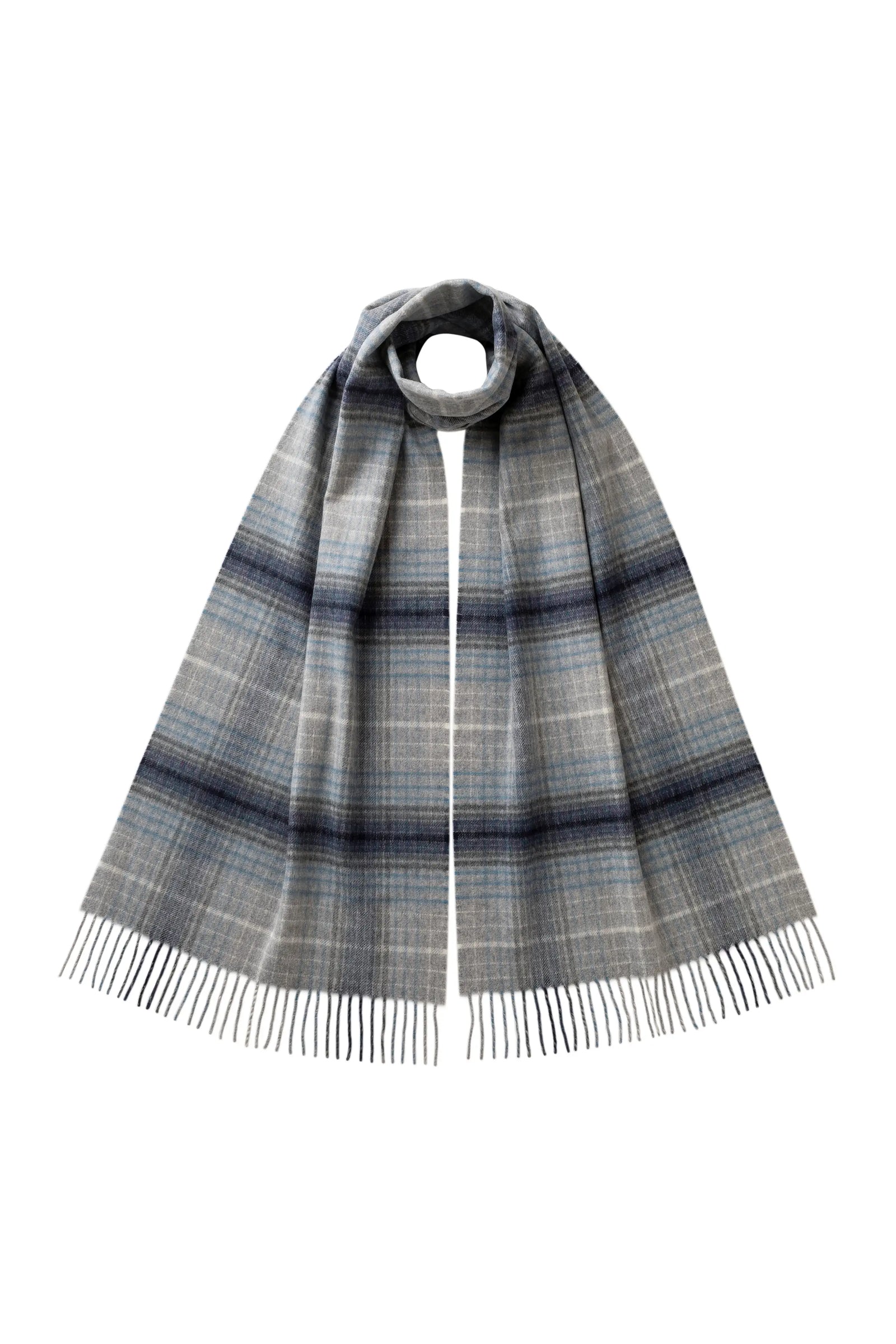 Ombre Check Grey Merino Scarf