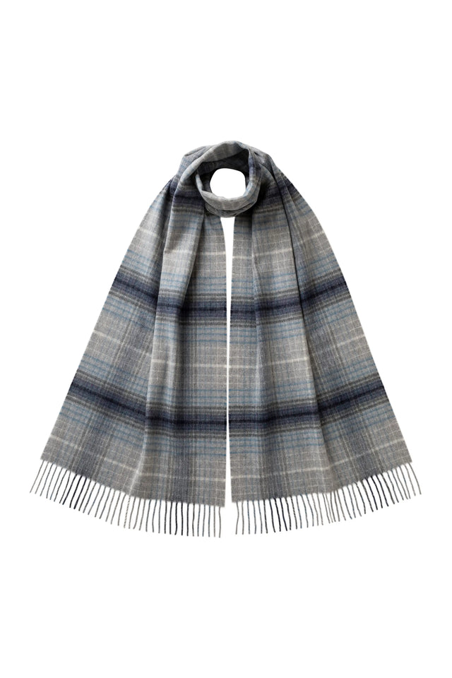 Ombre Check Grey Merino Scarf