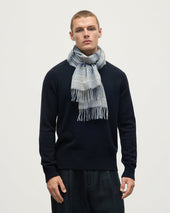 Ombre Check Grey Merino Scarf