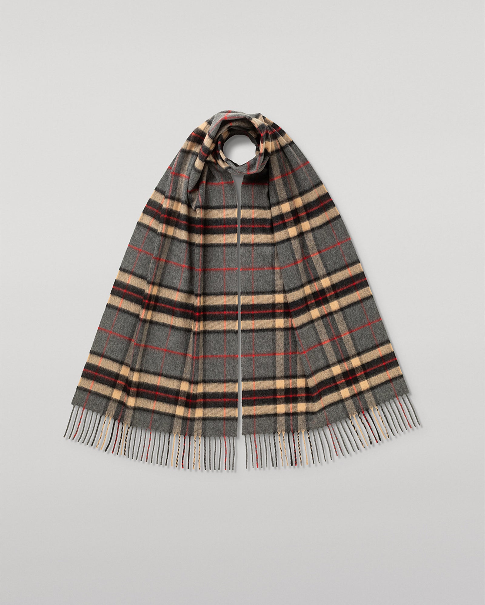 Vintage Check Grey Merino Scarf