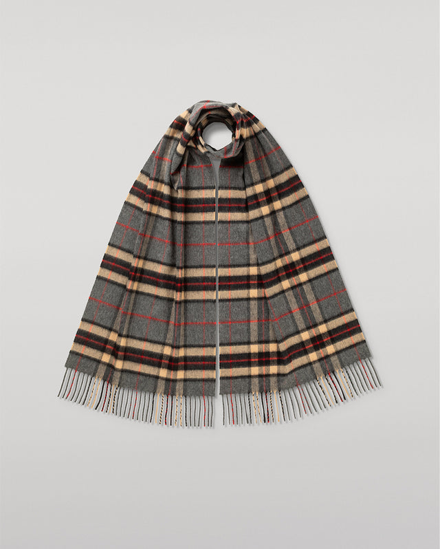 Vintage Check Grey Merino Scarf