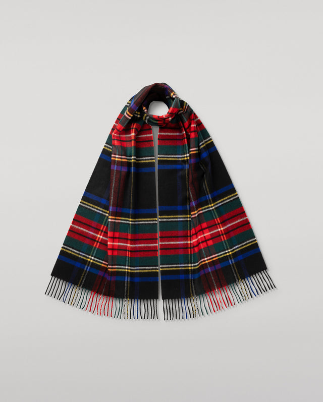 Black Stewart Tartan Merino Scarf
